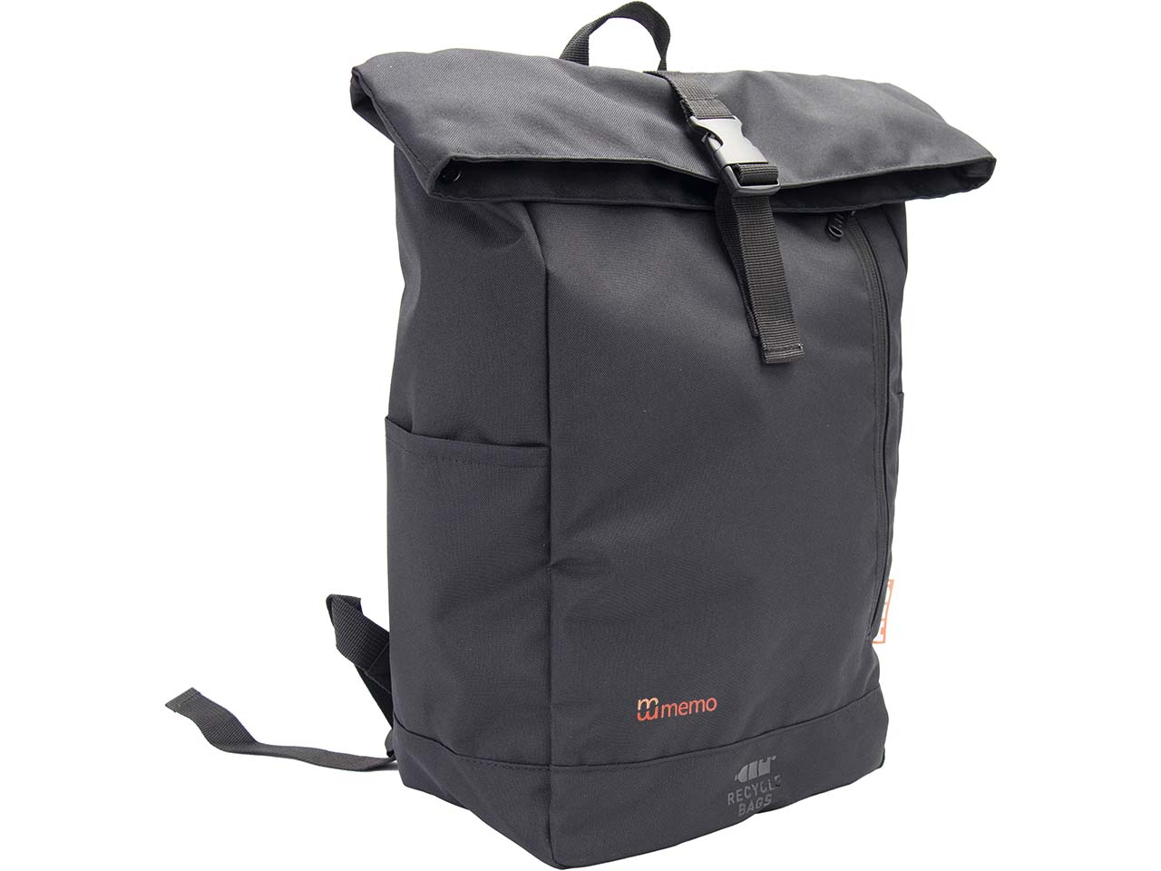 memo Rucksack "Rolltop" aus recycelten PET-Flaschen, schwarz