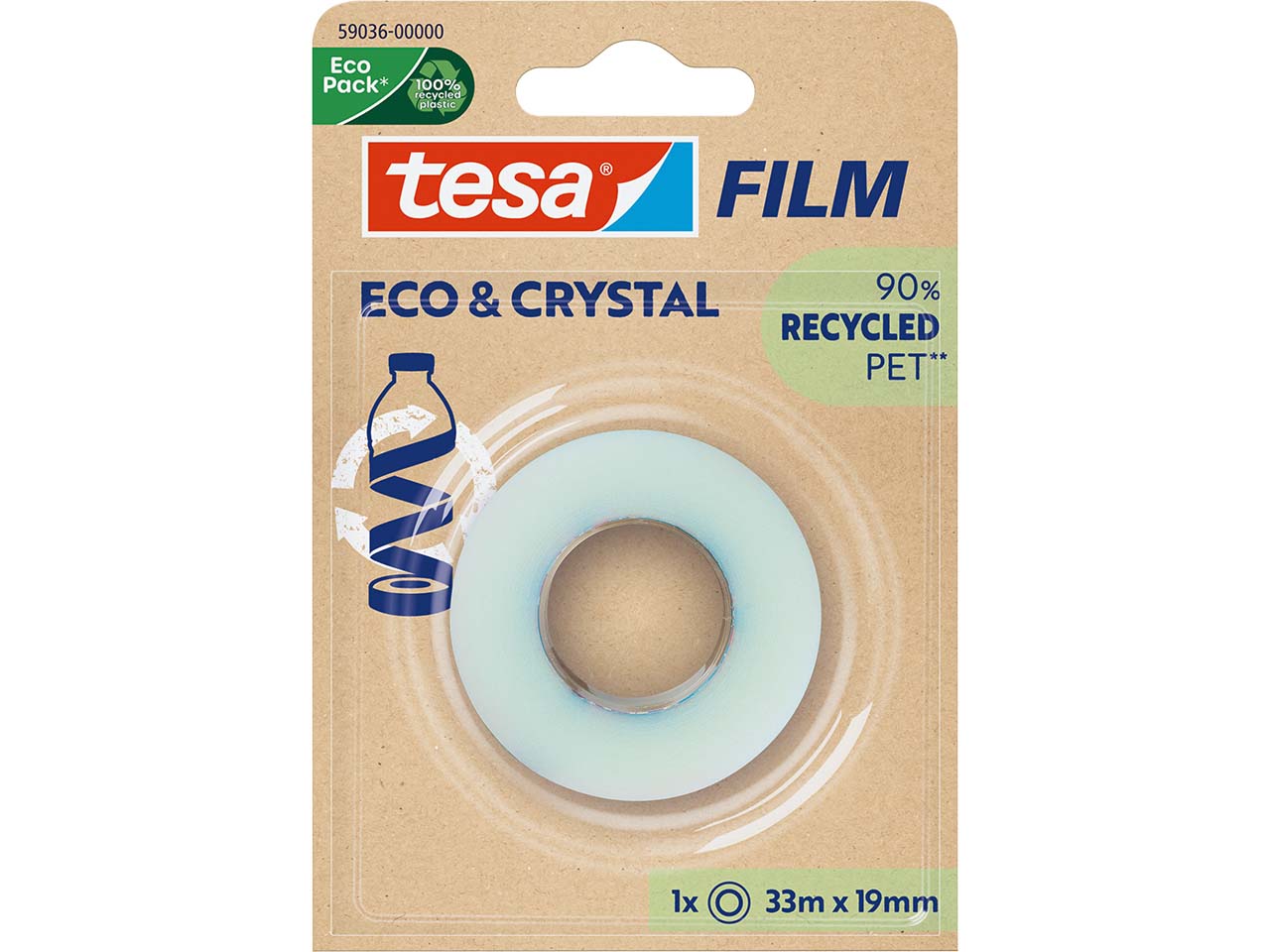 tesa Klebeband "tesafilm ECO & CRYSTAL", 19mm x 33m, 1 Rolle im Blister