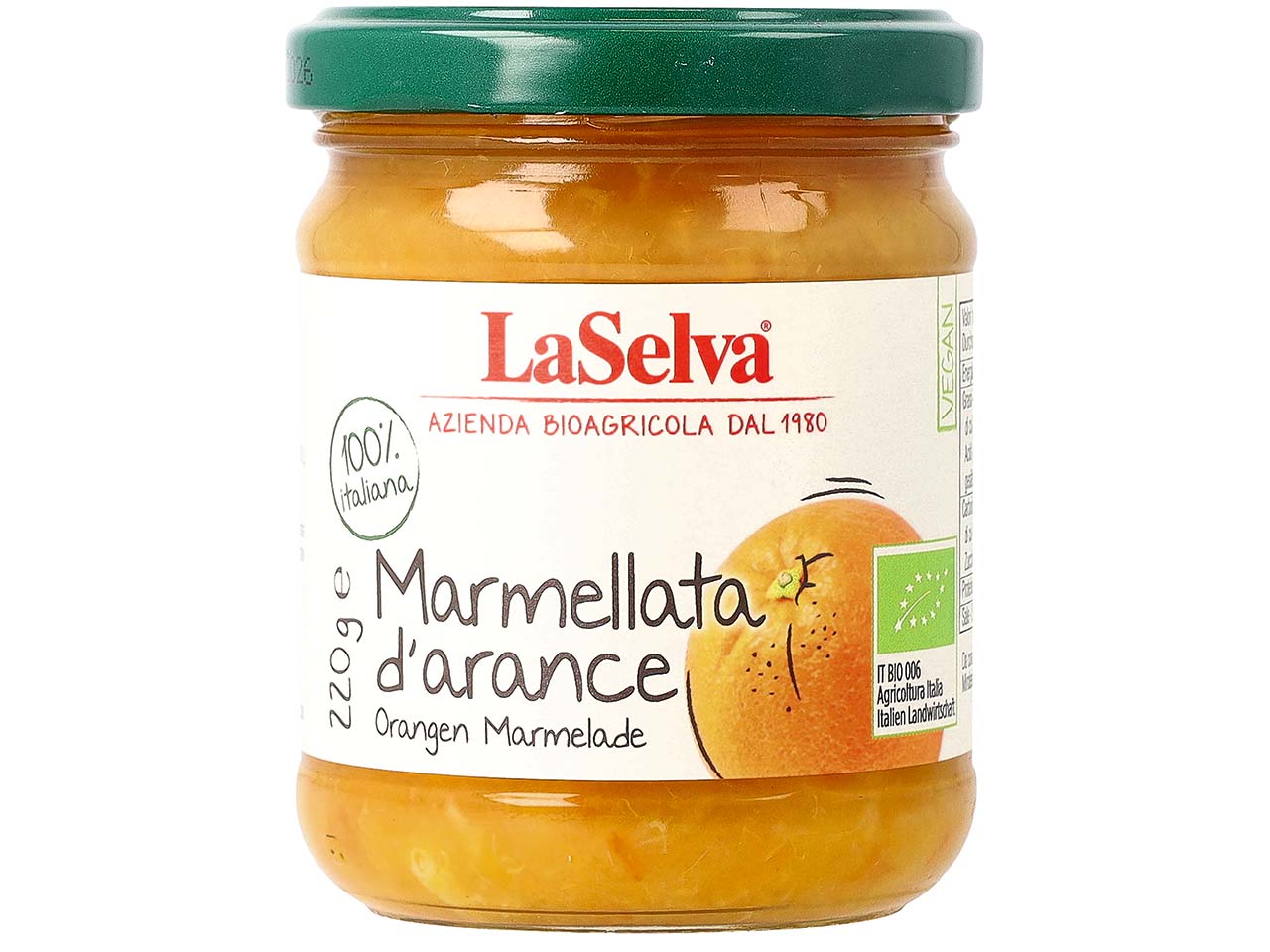 LaSelva Bio-Orangen-Marmelade, 220 g