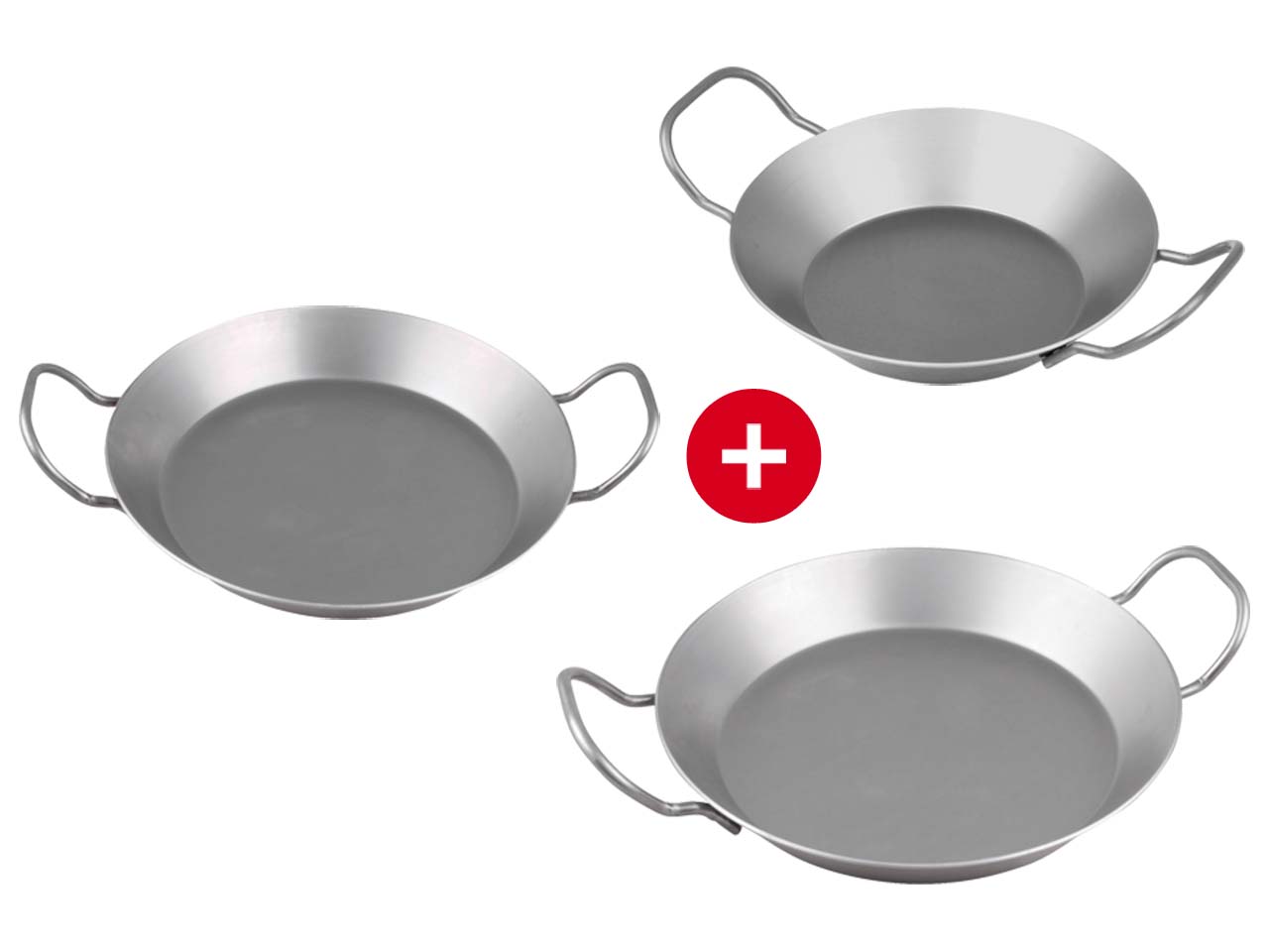 CHG Eisenpfannenset mit 2 Griffen Ø 20/24/28 cm