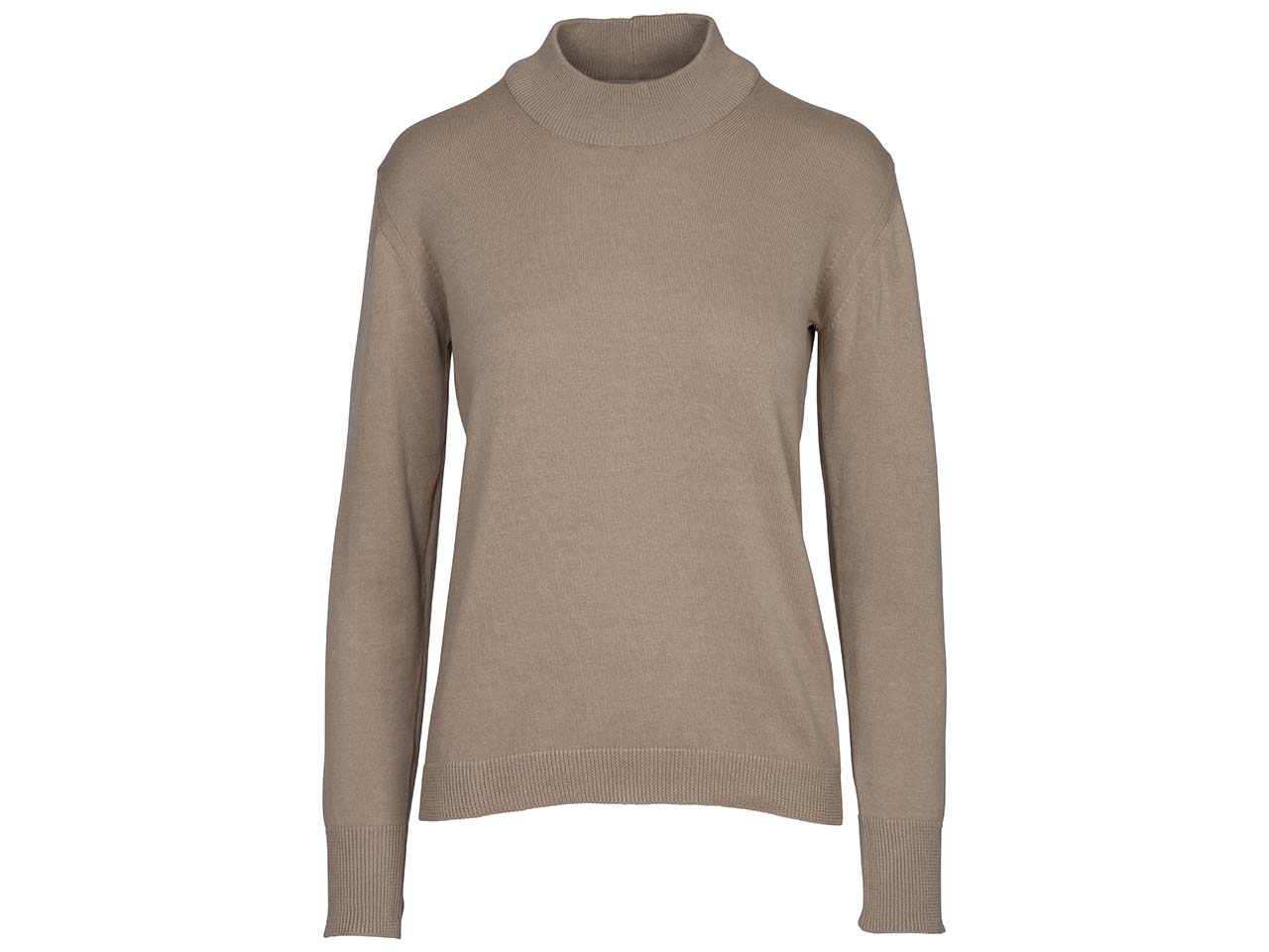 MELA Bio-Damen-Feinstrick-Pullover "SADA" mit Stehkragen, hazel, Gr. L