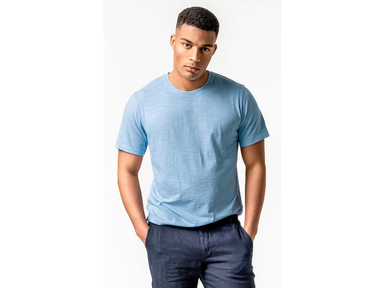 Living Crafts Herren-T-Shirt "AARLO" aus Baumwoll-Leinen-Mix, wave, Gr. M