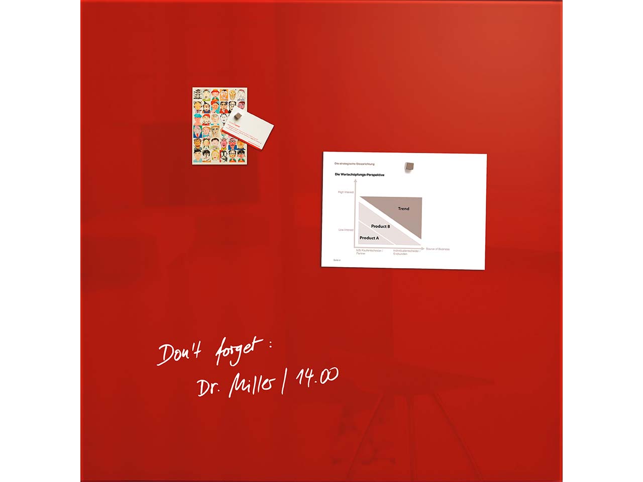 Sigel Glas-Magnettafel "artverum" 100 x 100 cm, rot