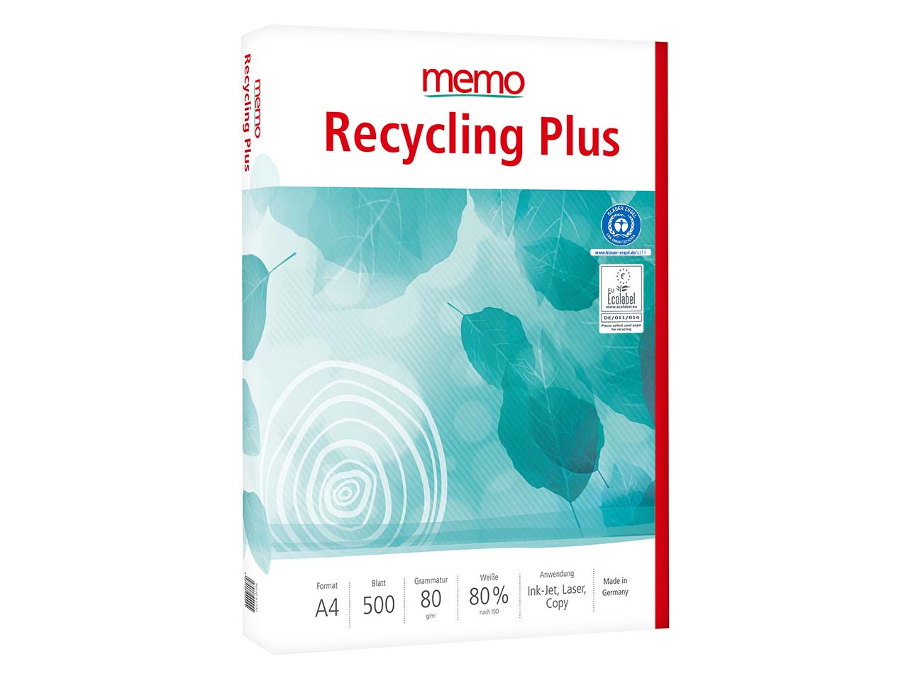 500 Blatt memo Multifunktionales Kopierpapier 'Recycling Plus' DIN A4, 80 g/m²
