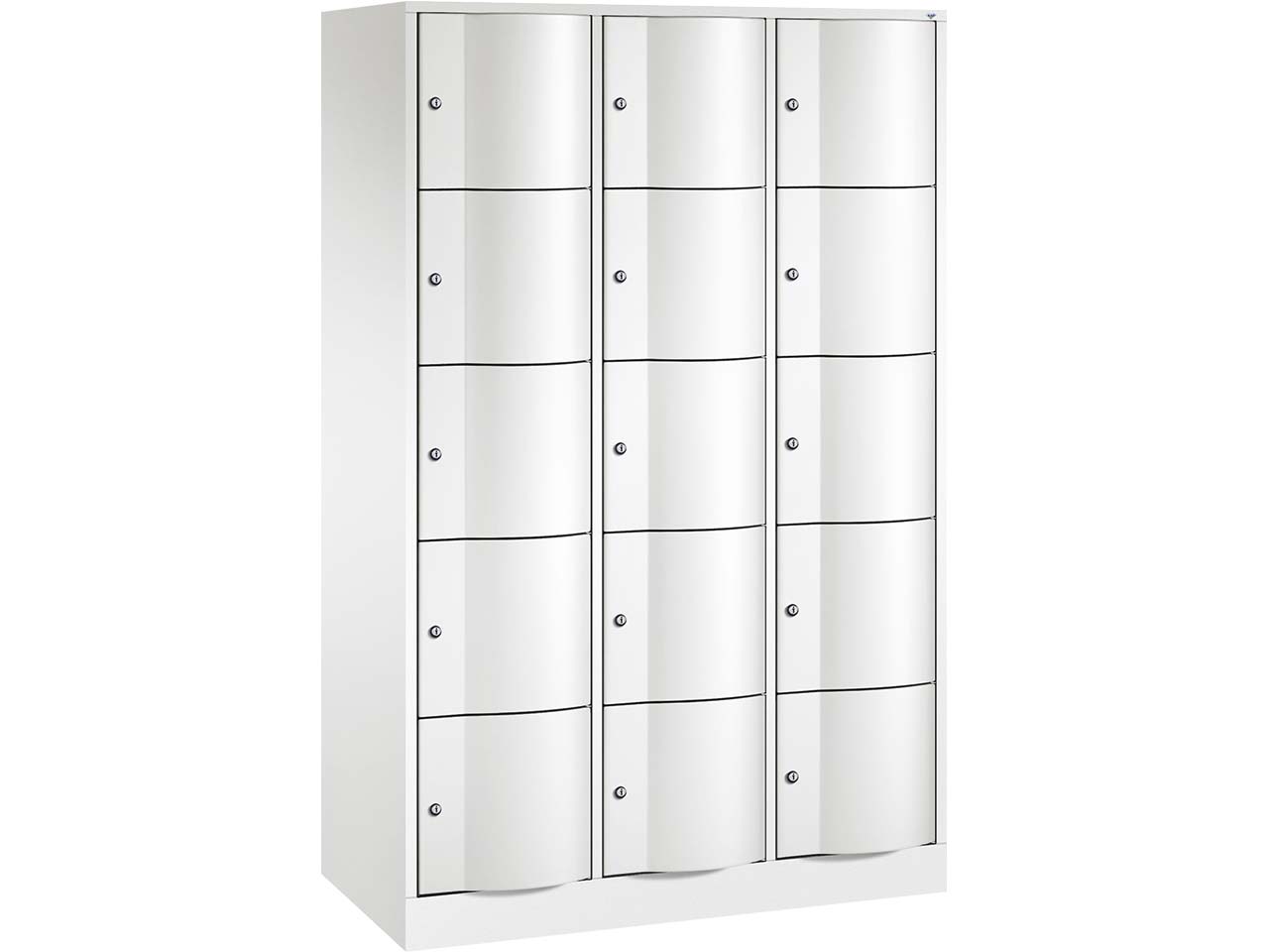 Schließfachschrank 3 Türme, H1950xB1148xT540mm, 5er Verkehrsweiß