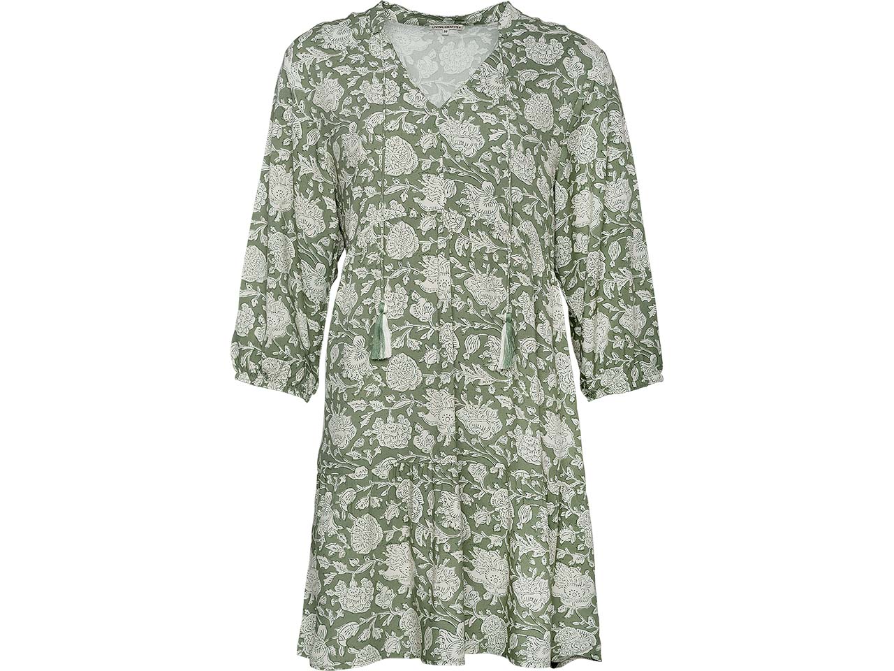 Living Crafts Damen-Midi-Kleid "THYMIANE" mit V-Ausschnitt, botanical/flowers, Gr. 38