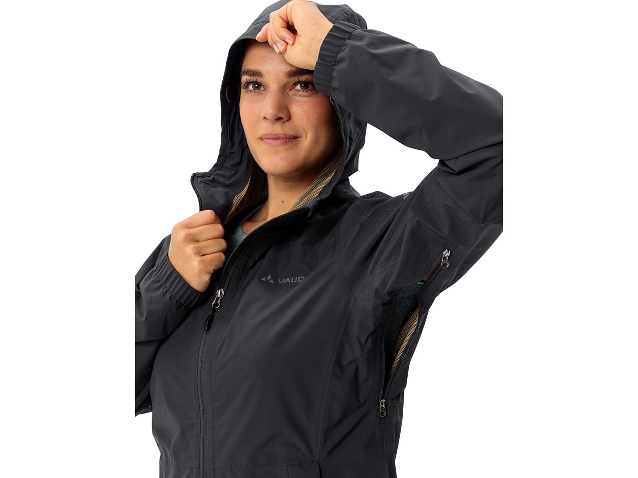 VAUDE Damen-Regenjacke "Neyland" platzsparend verstaubar, phantom black, Gr. 36