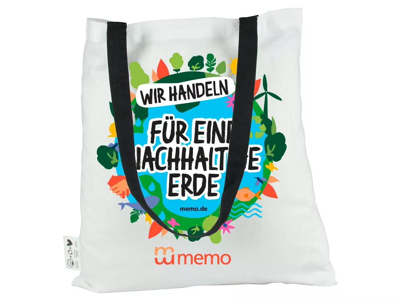 memo Tragetasche 'Wir handeln für eine nachh. Erde' aus RC-Baumwolle, Fairtrade