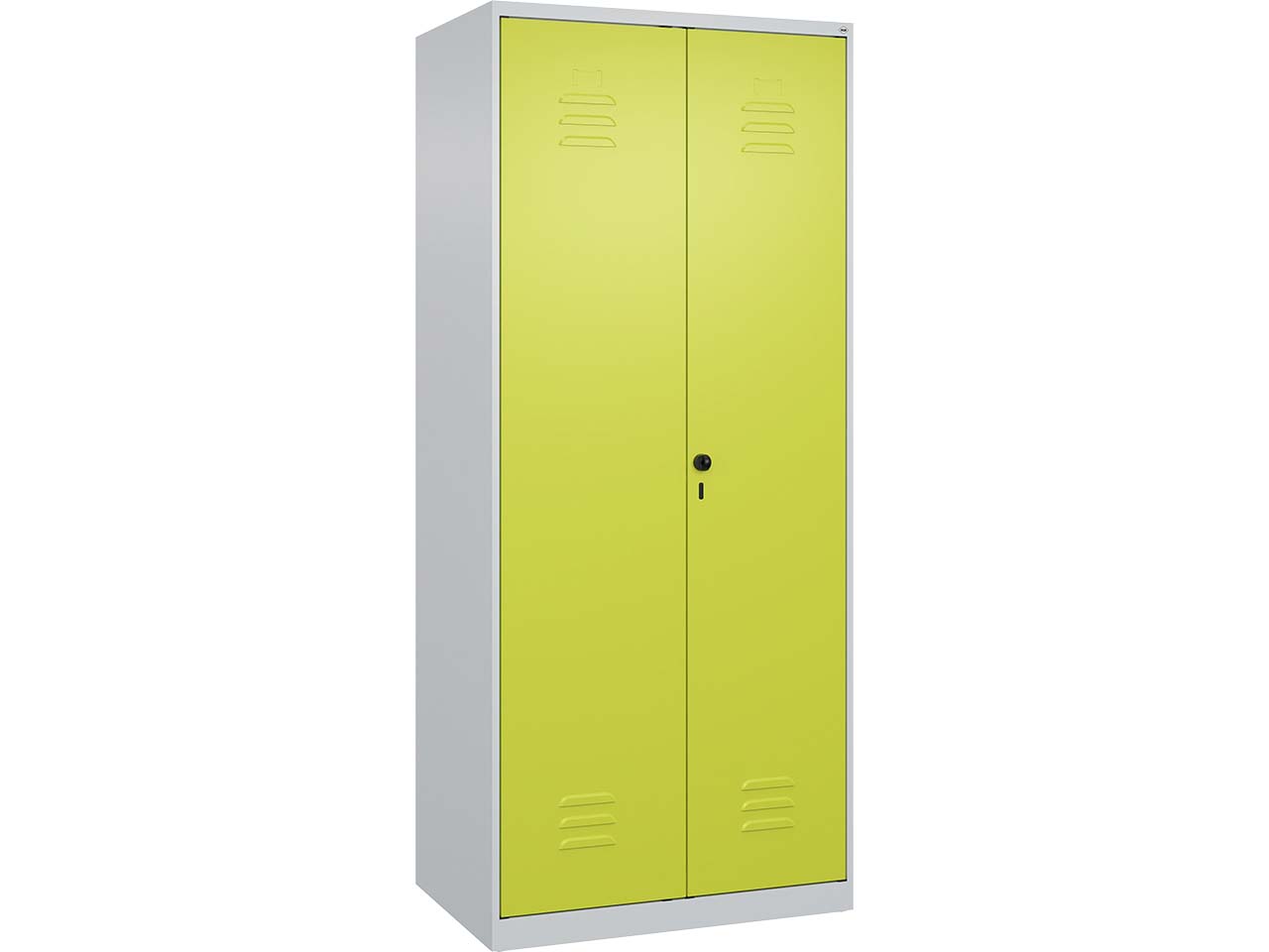 C+P Schwarz-Weiß-Spind Classic PLUS, 2 Abteile, 1850x800x500mm, Lichtgrau/Clowngrün