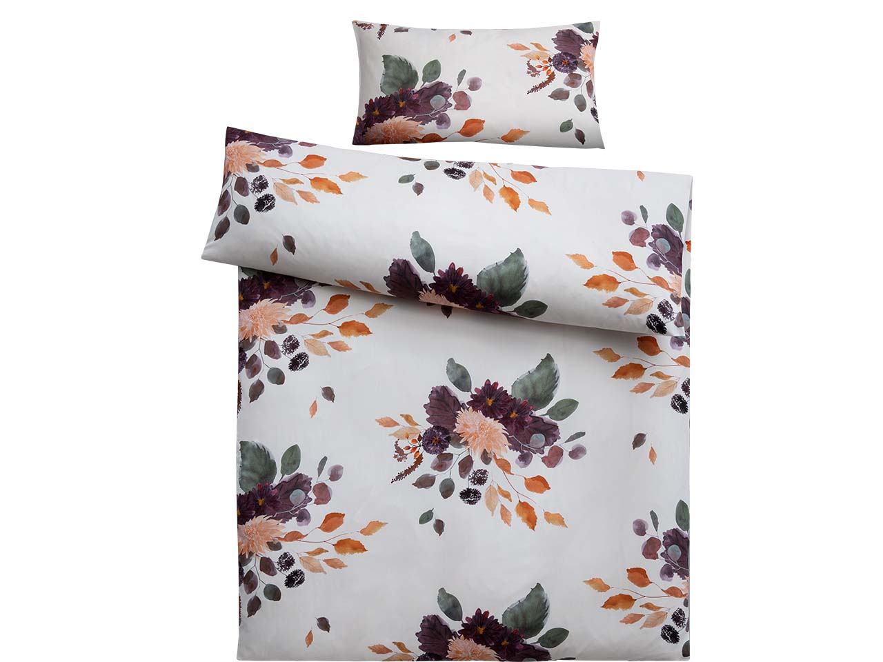 Cotonea Satin-Bettwäsche 'Herbstblumen' aus Bio-BW 40 x 80/155 x 220 cm