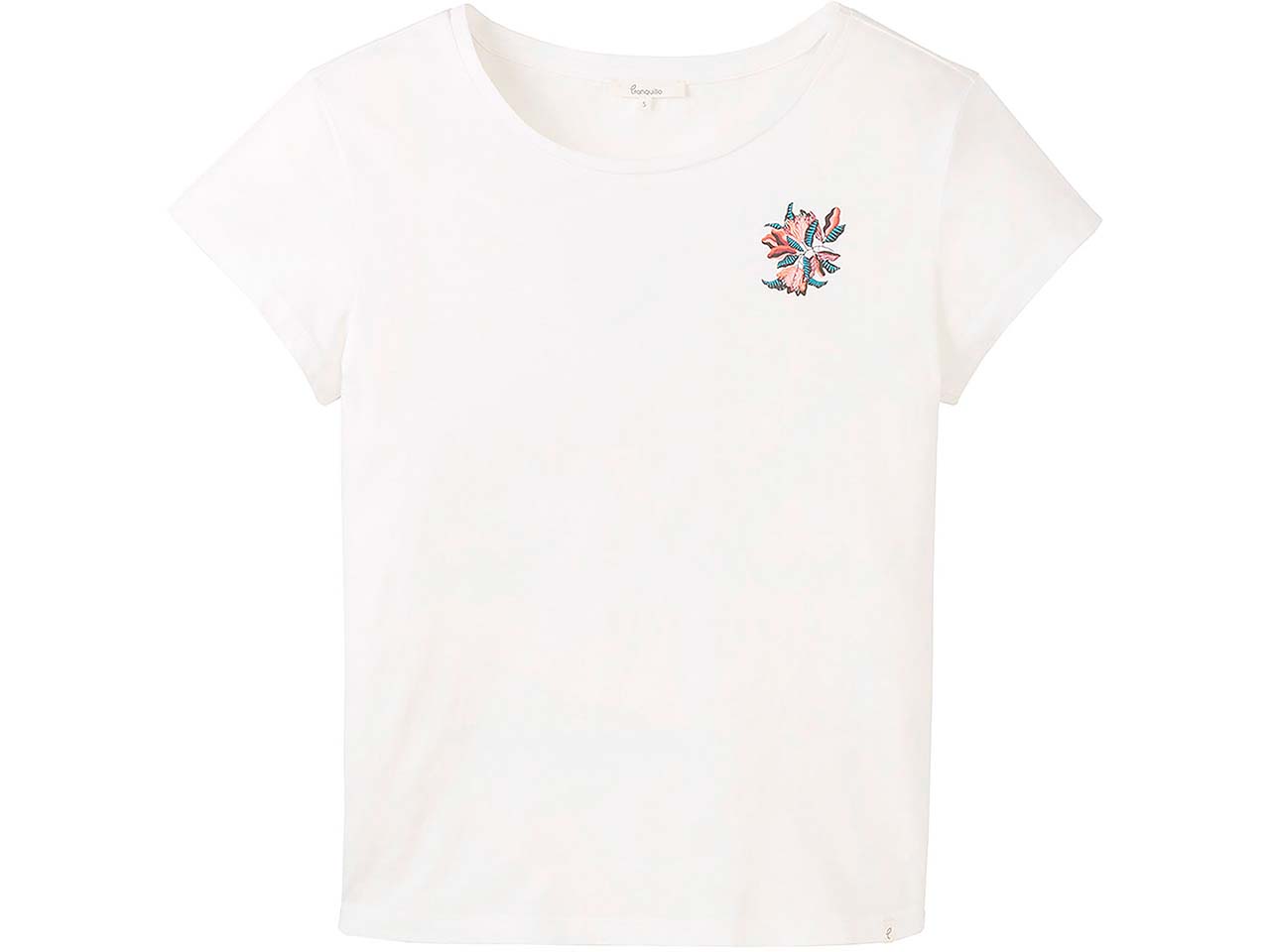 tranquillo Bio-Damen-T-Shirt mit floraler Stickerei, white, Gr. S