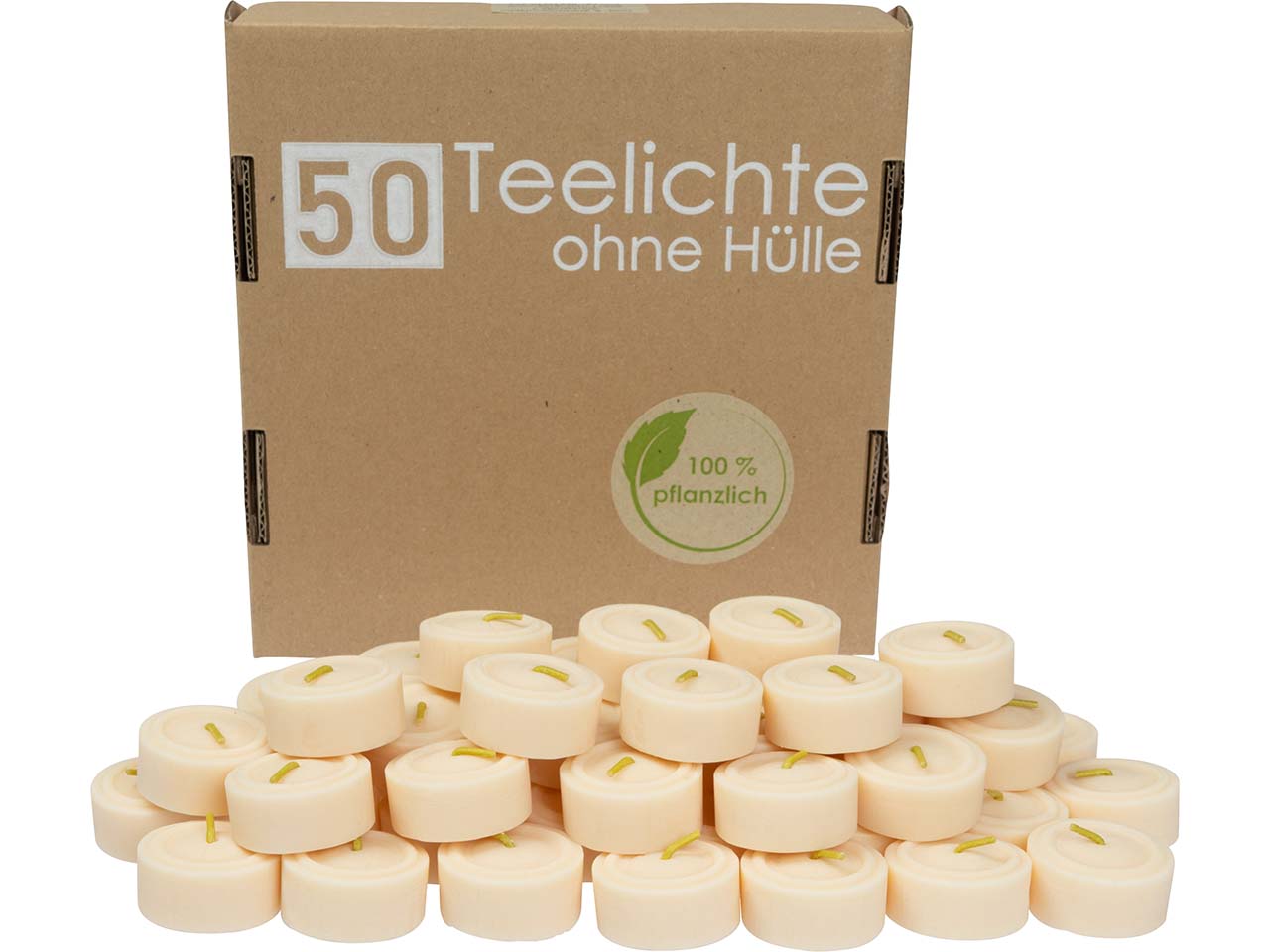 50er Pack Teelichter aus Rapswachs, ohne Hülle