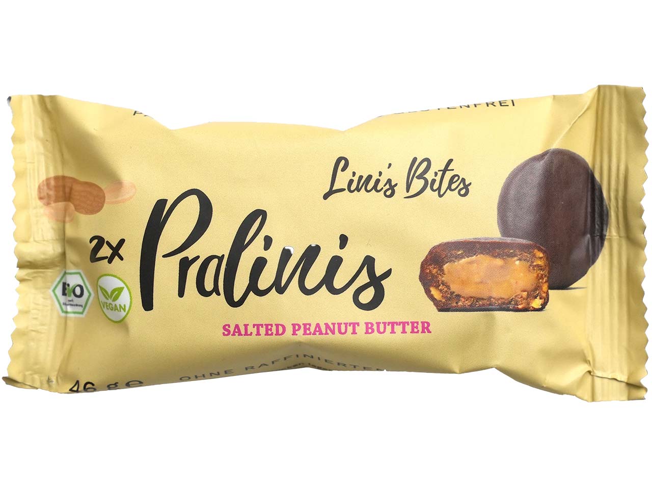 Lini's Bites Bio-Dattelkugel "Pralinis", Salted Peanut Butter, vegan, 46 g