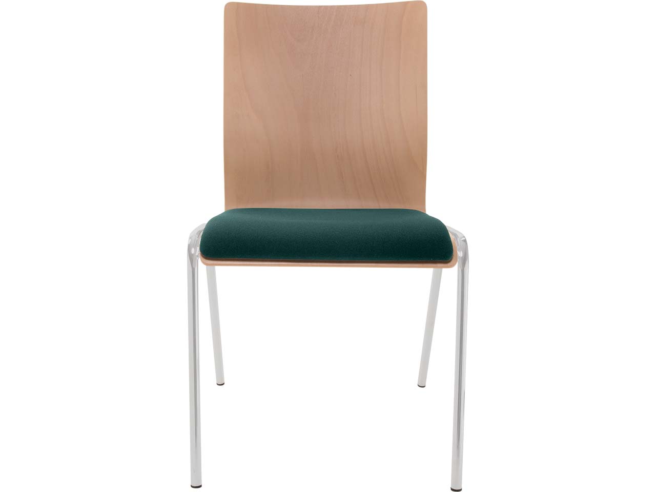 Besucherstuhl "A45" Buche, Gestell silber, Steg, Sitzpolster dunkelgrün