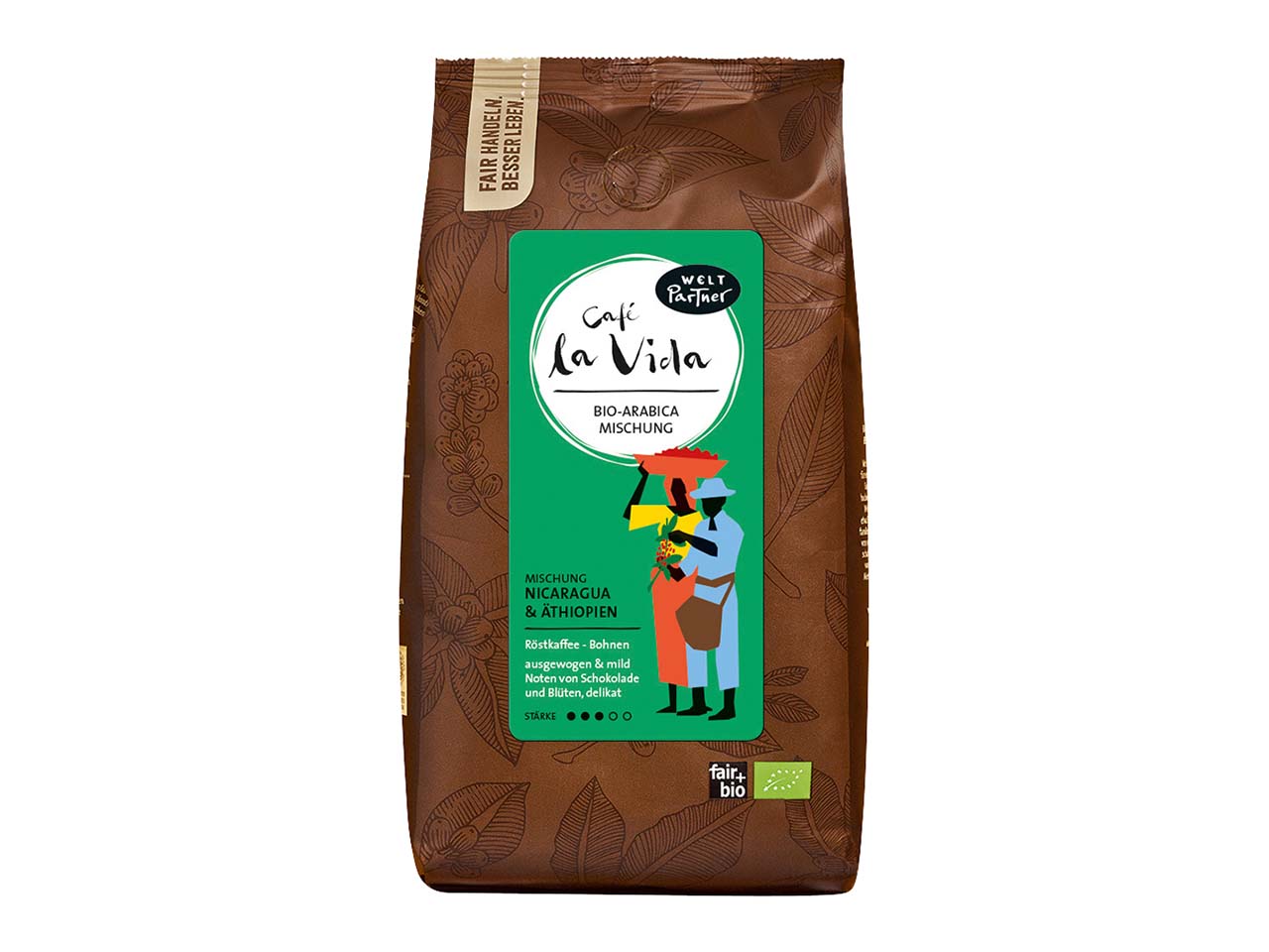 WeltPartner Bio-Kaffee "Cafe La Vida", ganze Bohnen, 500 g