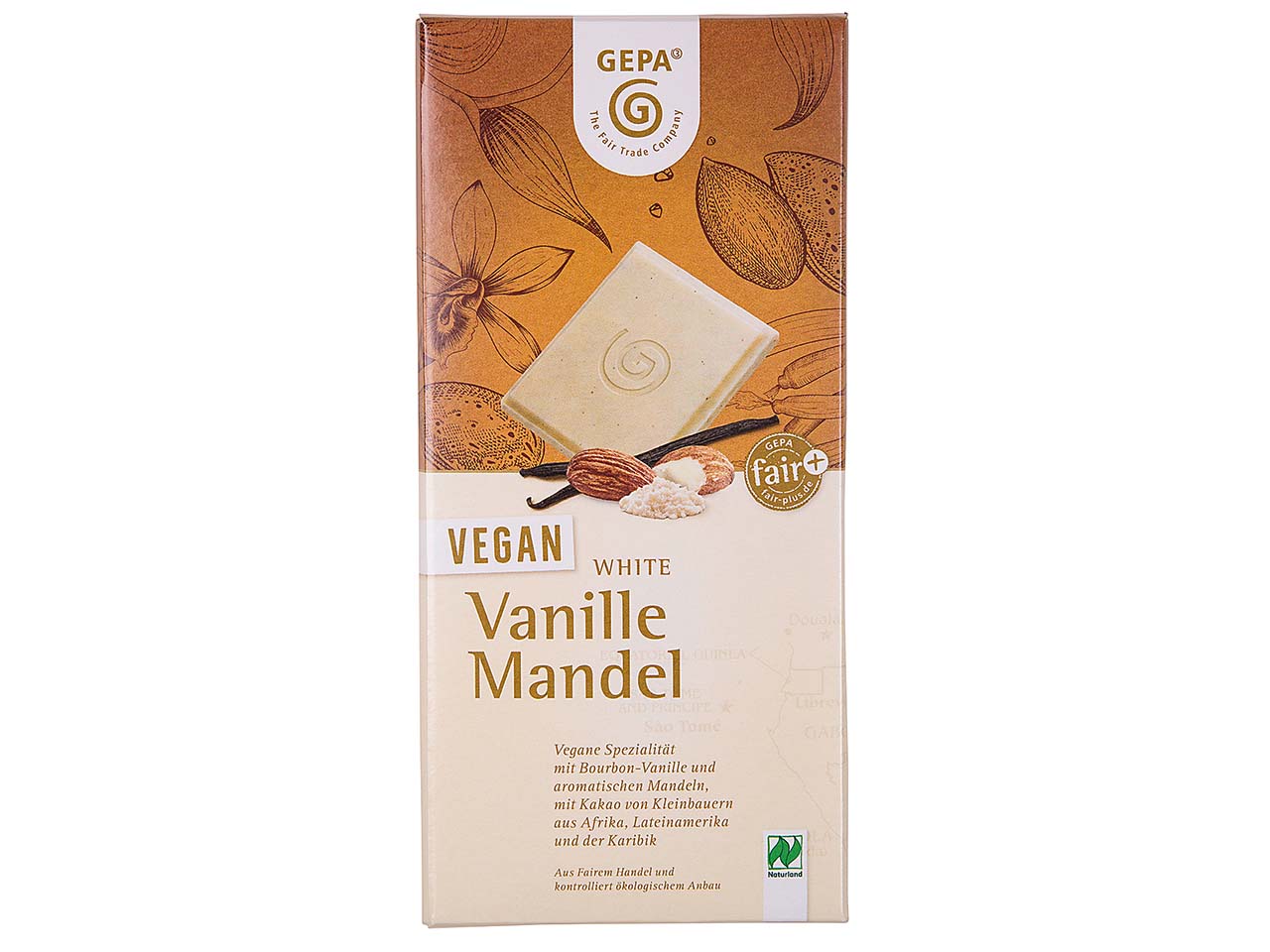 GEPA Weiße Bio-Schokolade "Vanille Mandel", vegan, 100 g