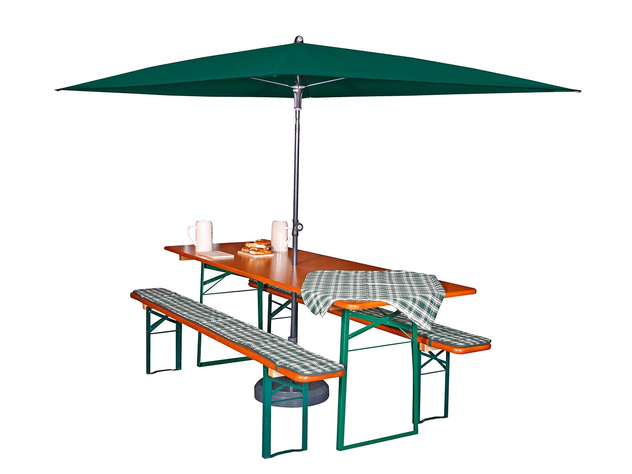 doppler Sonnenschirm für Biertischgarnitur 230 x 190 cm, dunkelgrün