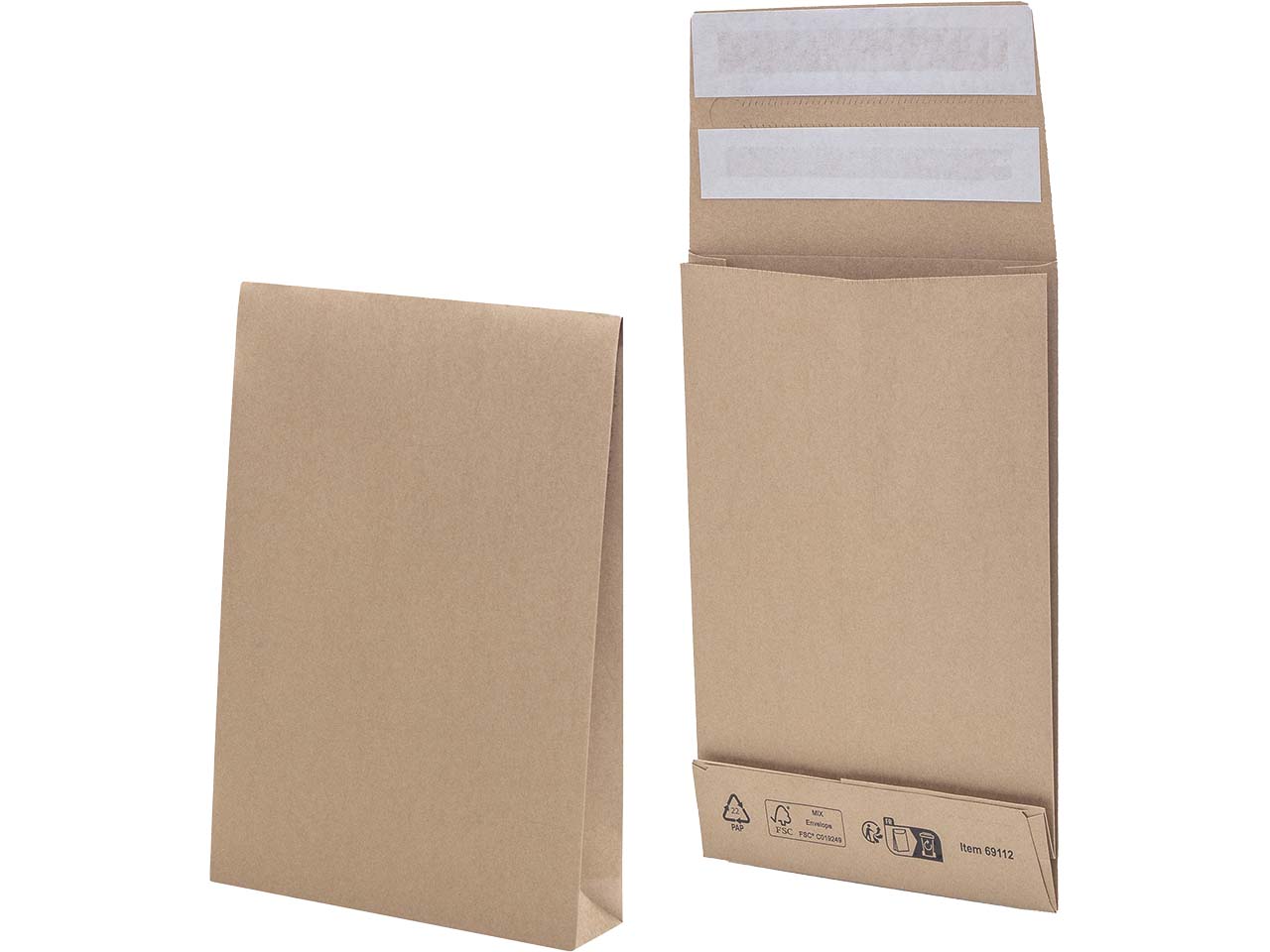 Bong 250 Versandtaschen "e-Green" 229x162x40 mm, 2xHK, braun 110 g/m²