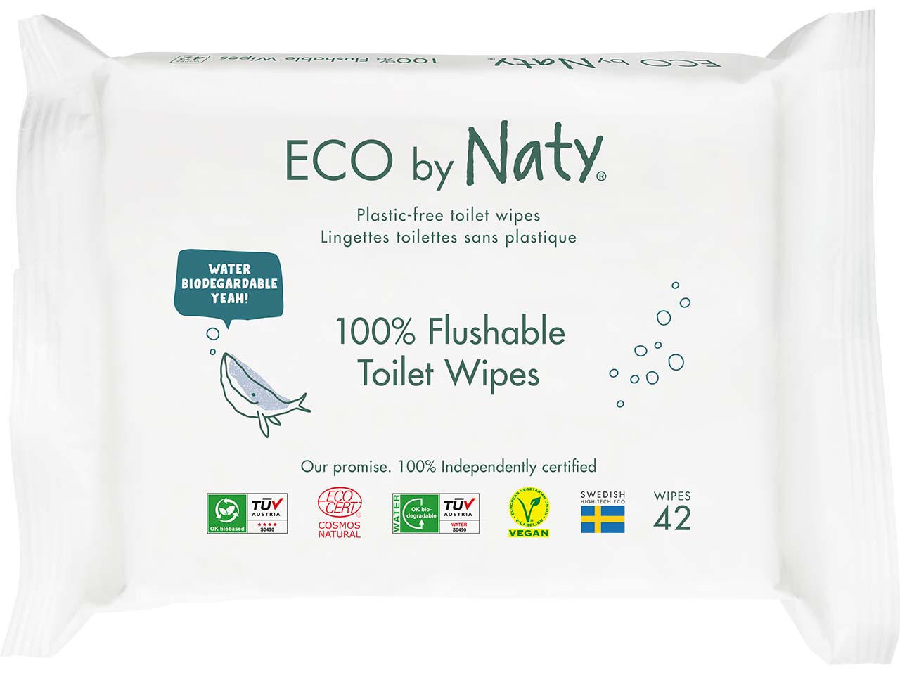 ECO by Naty Toilettenfeuchttücher aus Viskose, 42 Stk.