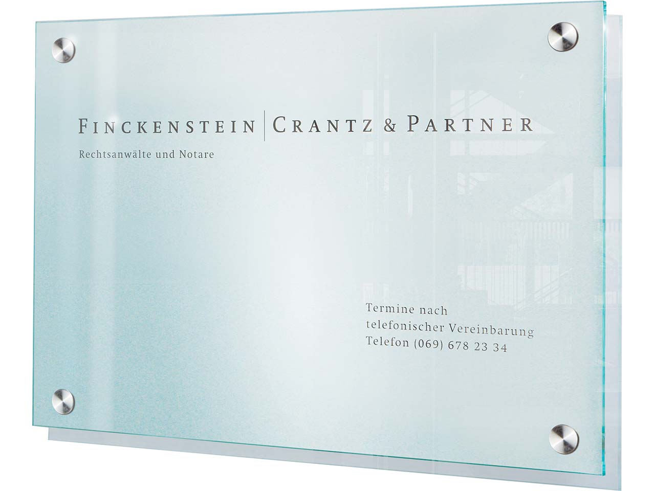 SignSystems Wandschild DIN A3 "Cristallo" 42 x 29,7 cm, 4 Halter, Ø 18 mm