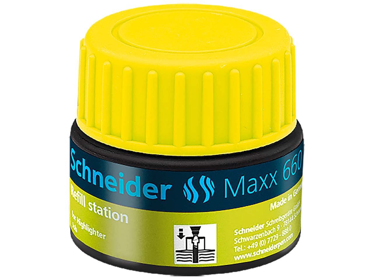 Schneider Nachfülltinte Maxx 660 für Textmarker Job, 30 ml, gelb