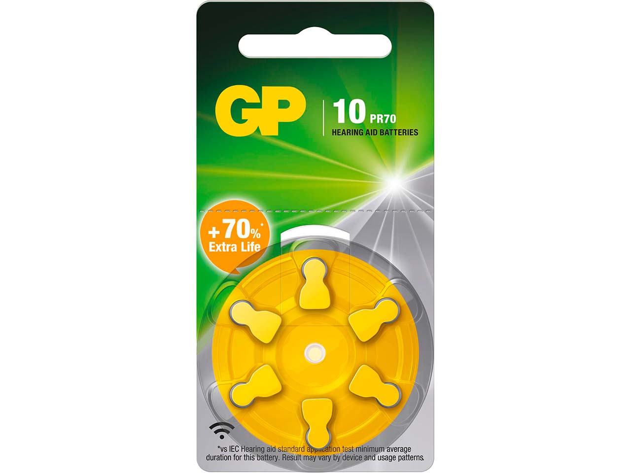 GP Battery Hörgerätebatterie "ZA10" Zink-Luft, 1,4V, 6 Stk.