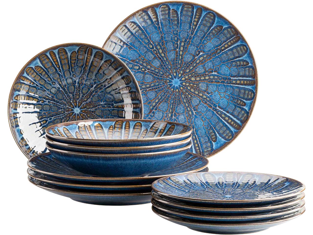 Mäser Tafelservice 12-tlg. "Aquamarine" Steinzeug, blau