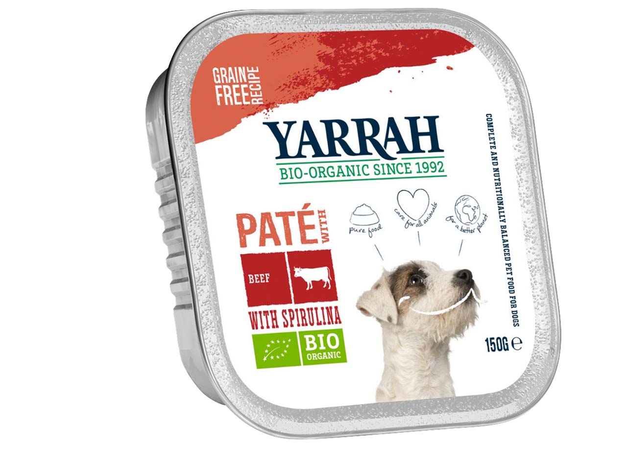 YARRAH Bio-Nassfutter für ausgewachsene Hunde, Rind, getreidefrei, 150 g