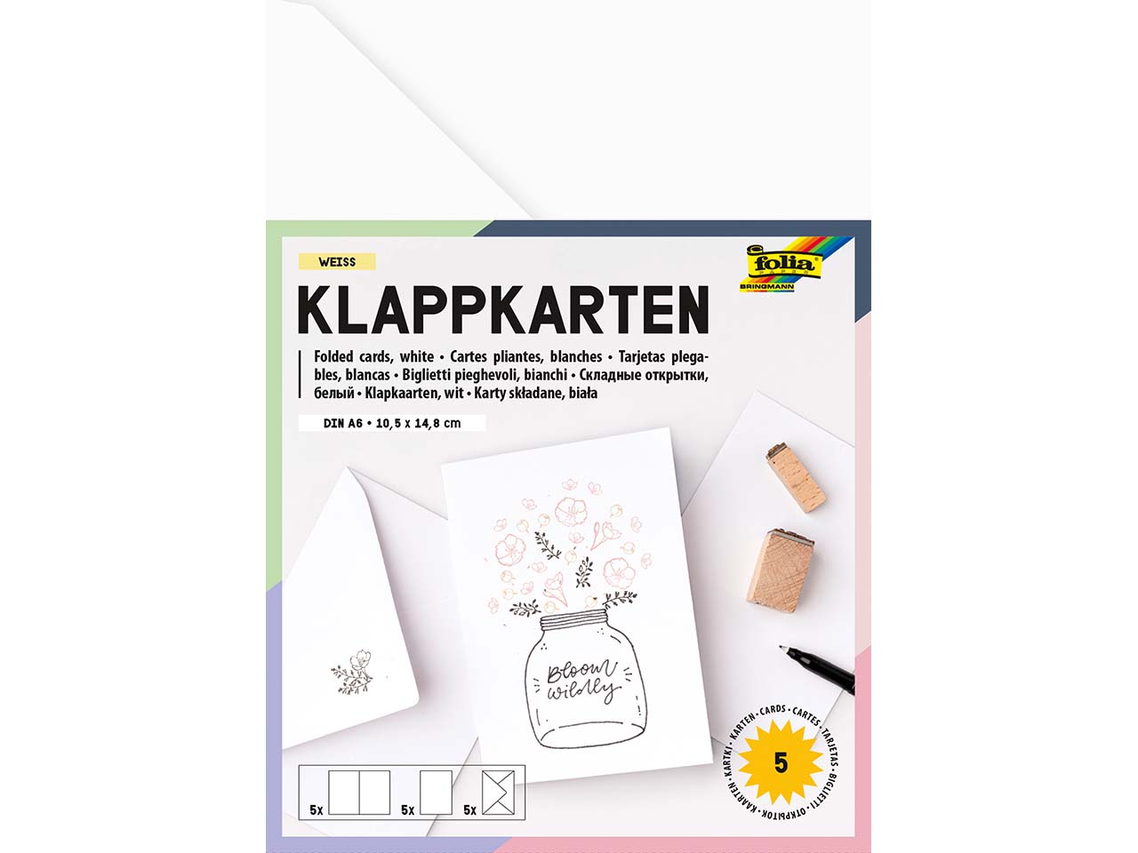 folia Klappkarten 220g/m², 10,5x15cm, weiß