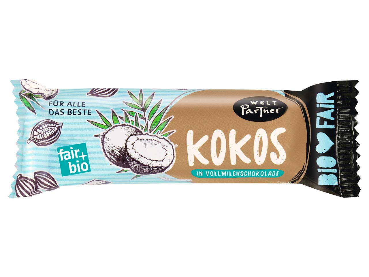 WeltPartner Bio-Kokosriegel mit Vollmilch-Schokolade 40 g