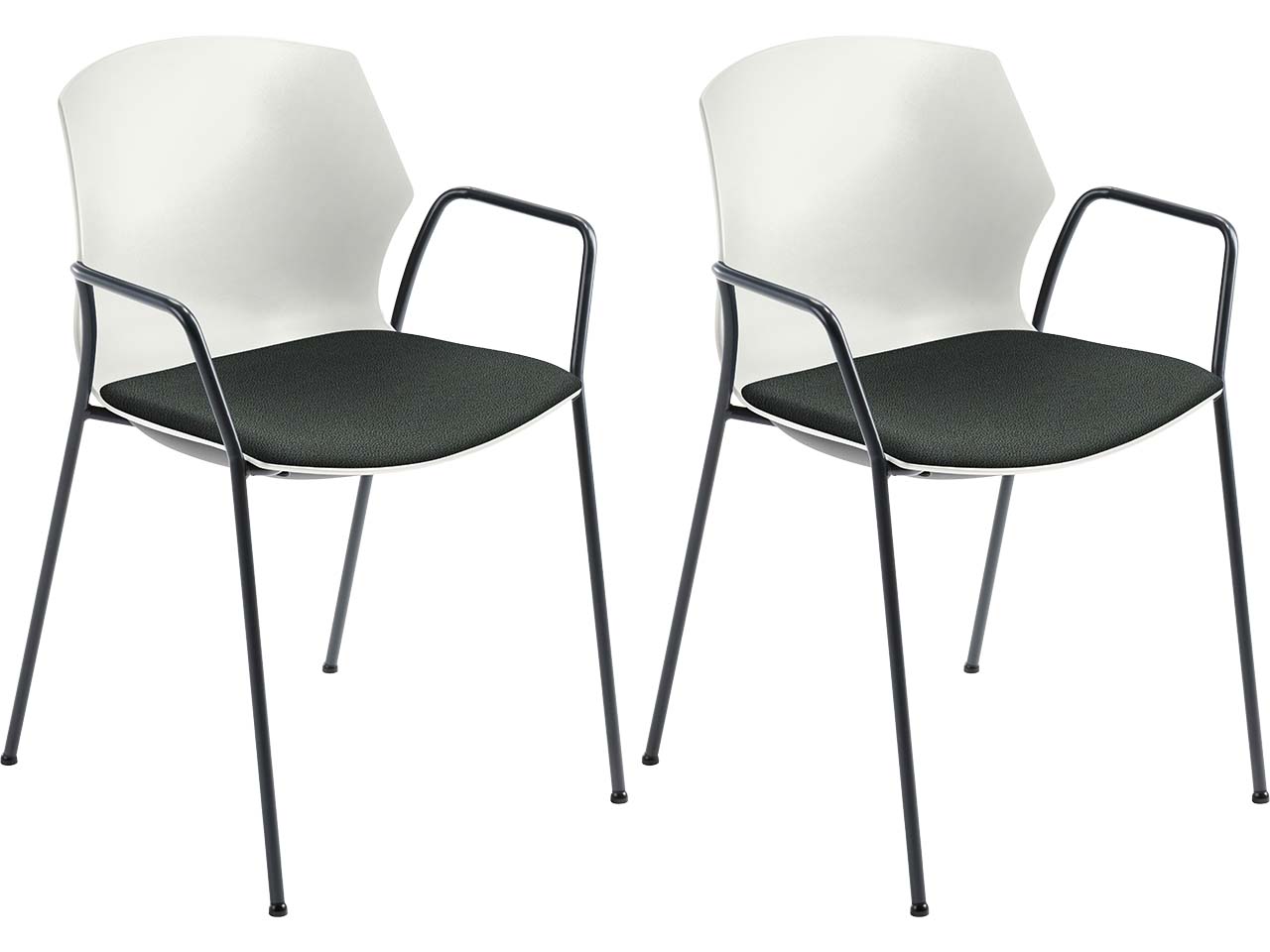 2x Besucherstuhl "2511" weiß, mit Armlehnen, grau