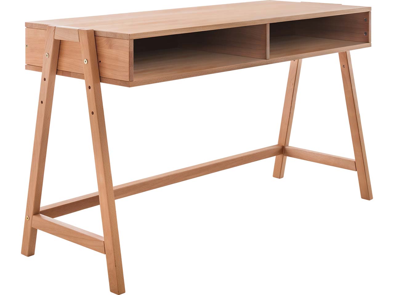 Schreibtisch "Leon", höhenverstellbar, Buche geölt