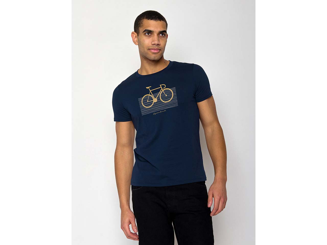 GREENBOMB Bio-Herren-T-Shirt 'Bars' mit Rundhalsausschnitt, navy, Gr. L