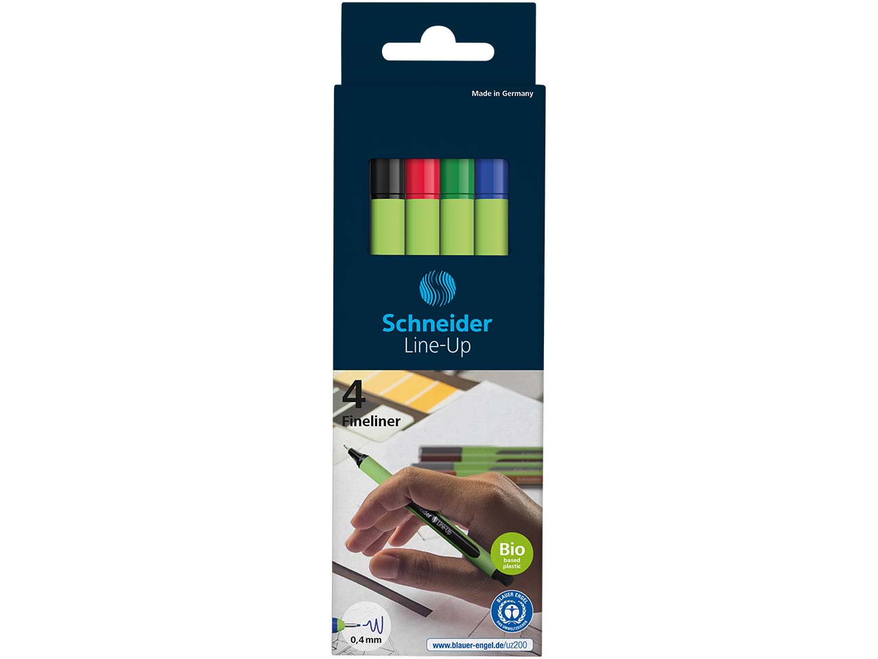 4 Schneider Fineliner 'Line Up' farbsortiert