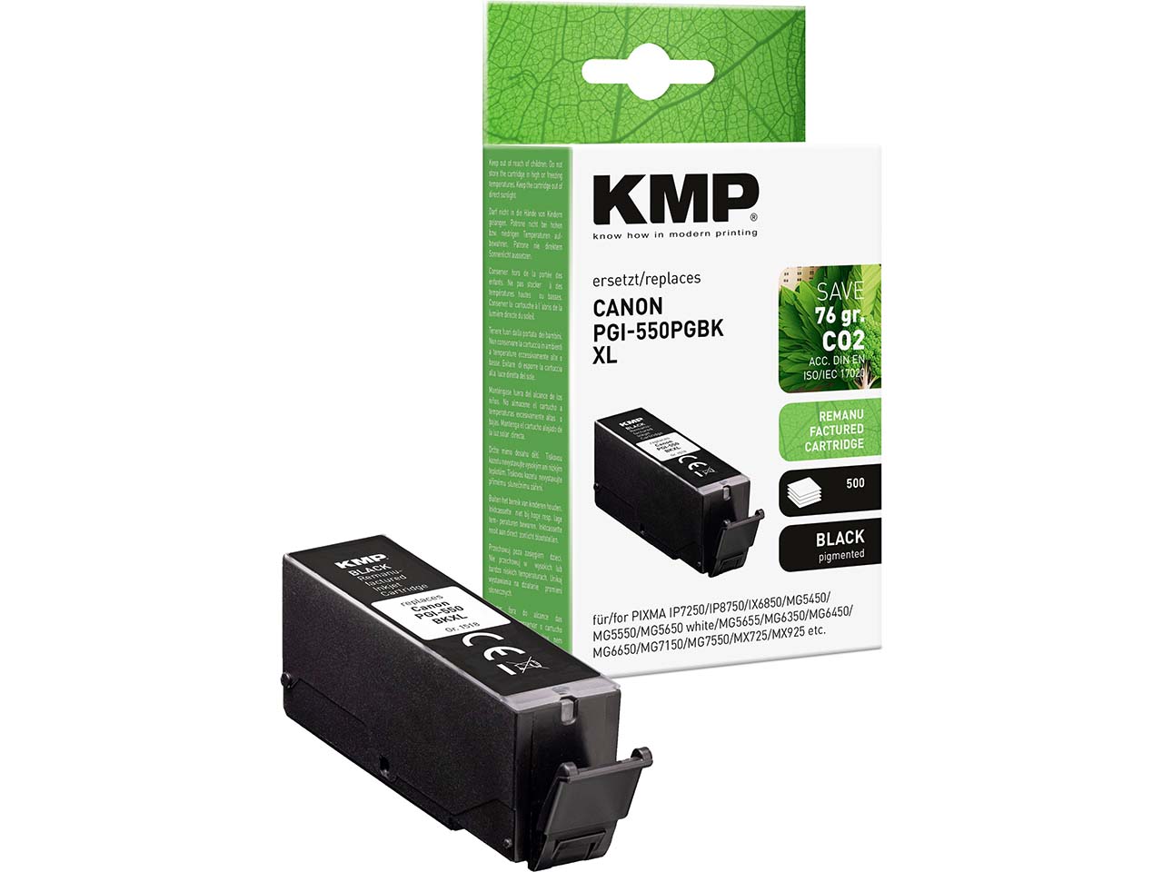 KMP Tintenpatrone ersetzt Canon PGI-550 PGBK XL schwarz