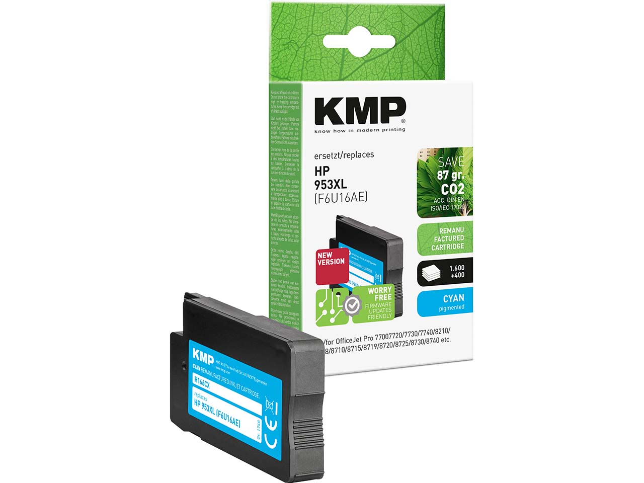 KMP Tintenpatrone ersetzt hp F6U16AE, Nr. 953XL cyan