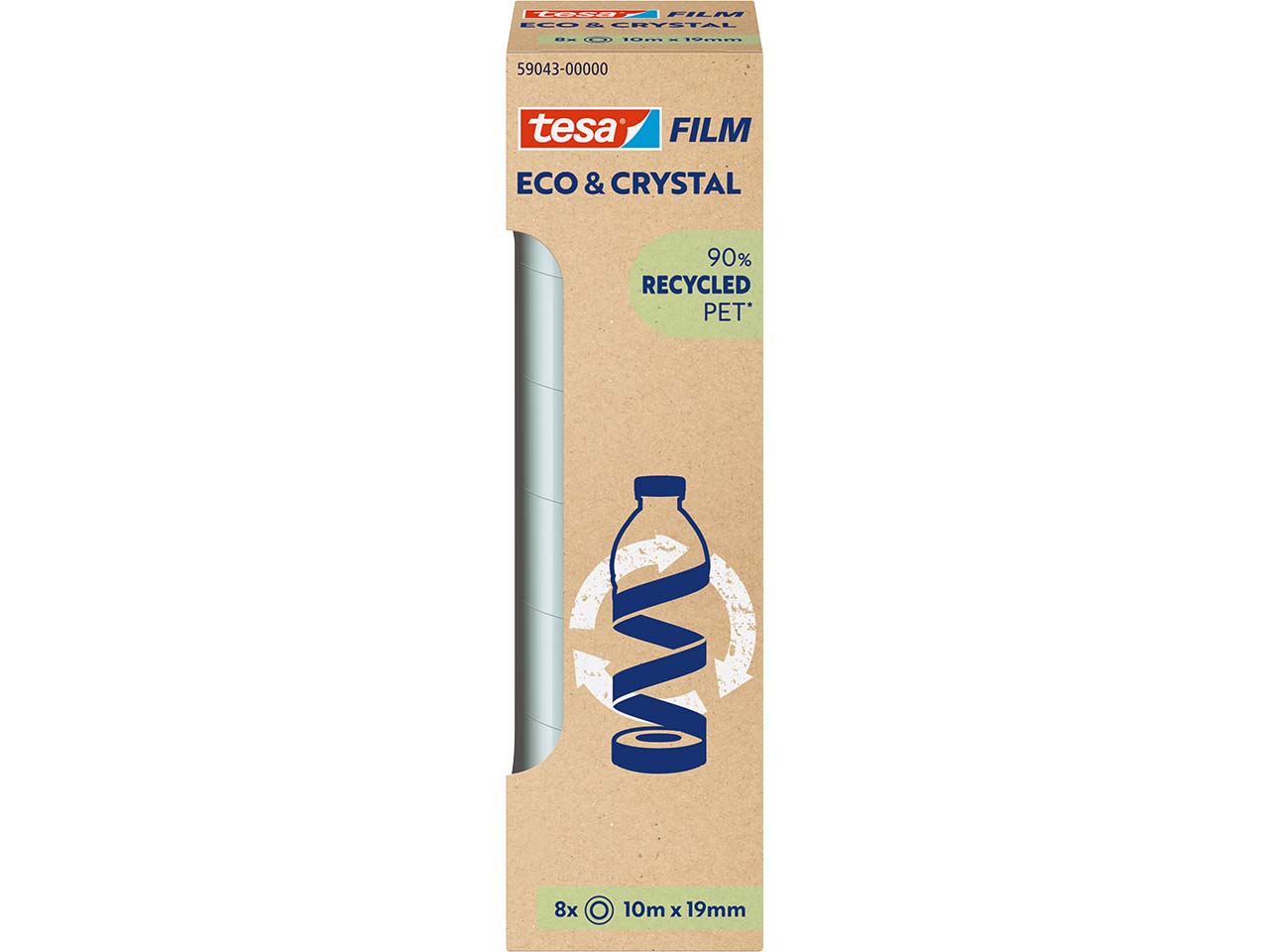 tesa Klebeband "tesafilm ECO & CRYSTAL", 19 mm x 10 m, 8 Rollen Turm