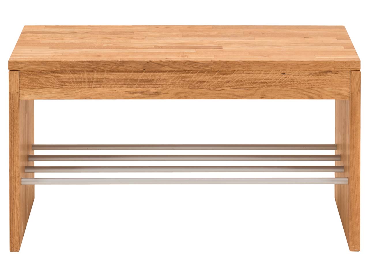 Sitzbank "Comma" mit Schuhablage, Wildeiche geölt