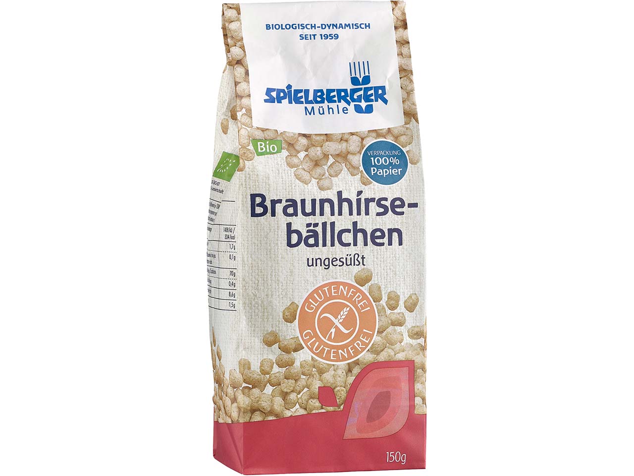 Spielberger Mühle Bio-Braunhirsebällchen, ungesüßt, 150 g