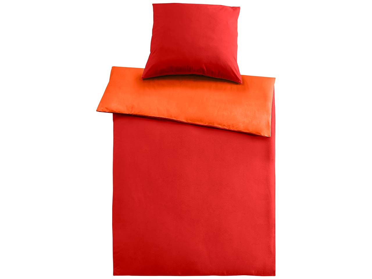 Cotonea Wendebettwäsche "Edelbiber" aus Bio-Baumwolle 80 x 80 cm/155 x 220 cm rot/orange