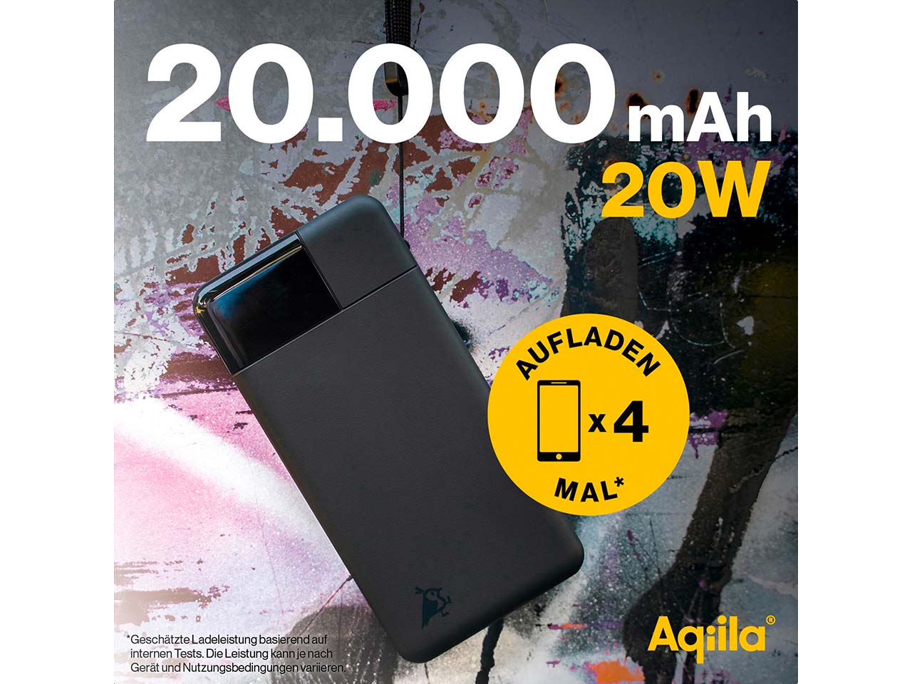 Aqiila Powerbank "Powerbird B20" 20.000 mAh, schwarz