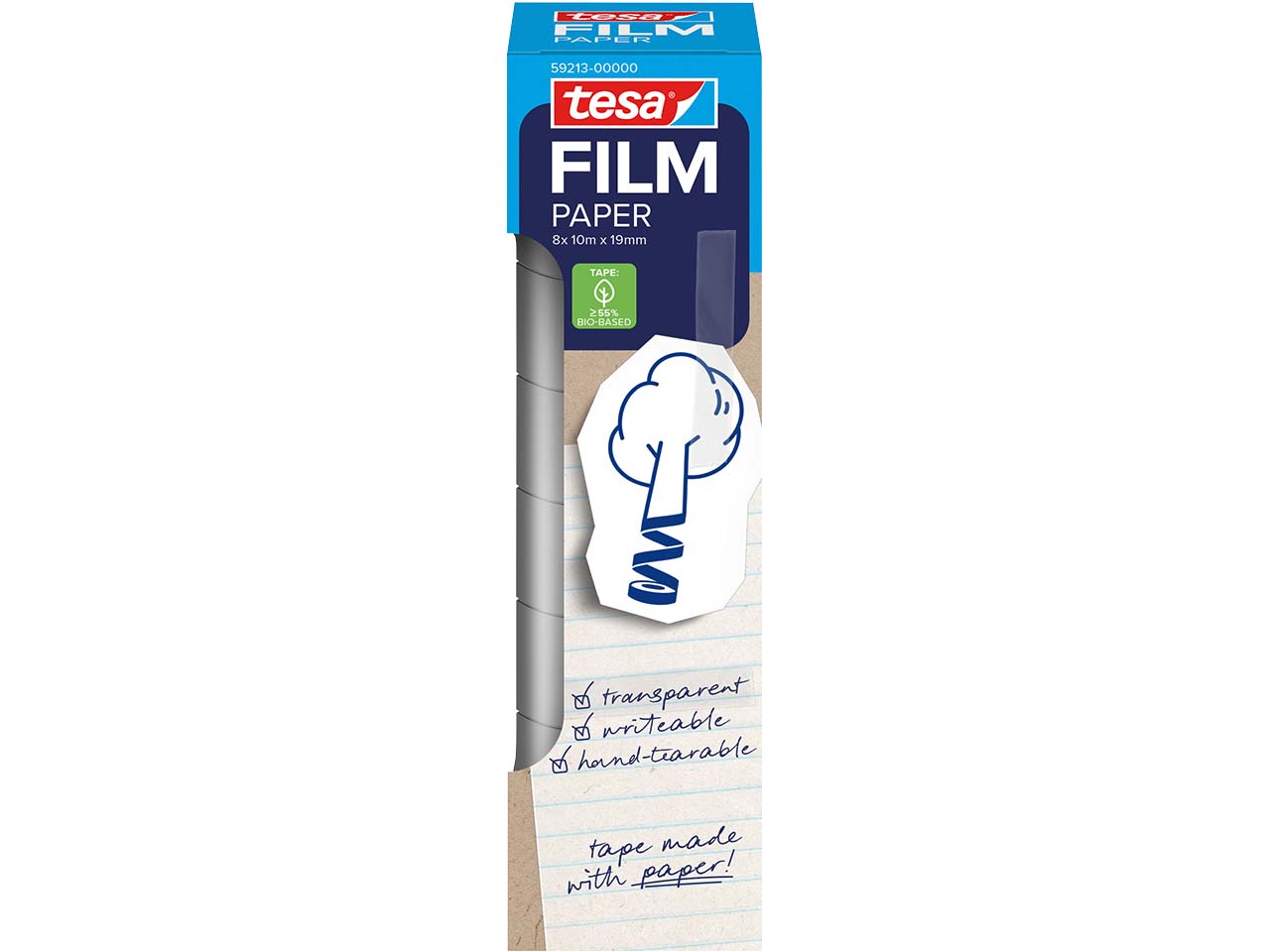 tesafilm Papier-Klebeband "Paper" 19 mm x 10 m, 8 Rollen
