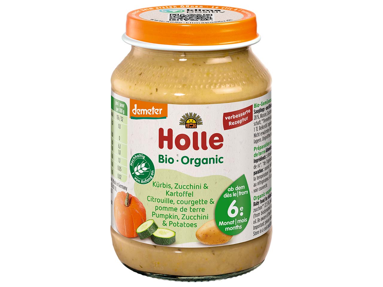 Holle Bio-Kürbis, Zucchini & Kartoffel, ab 6. Monat, Beikost, 190 g