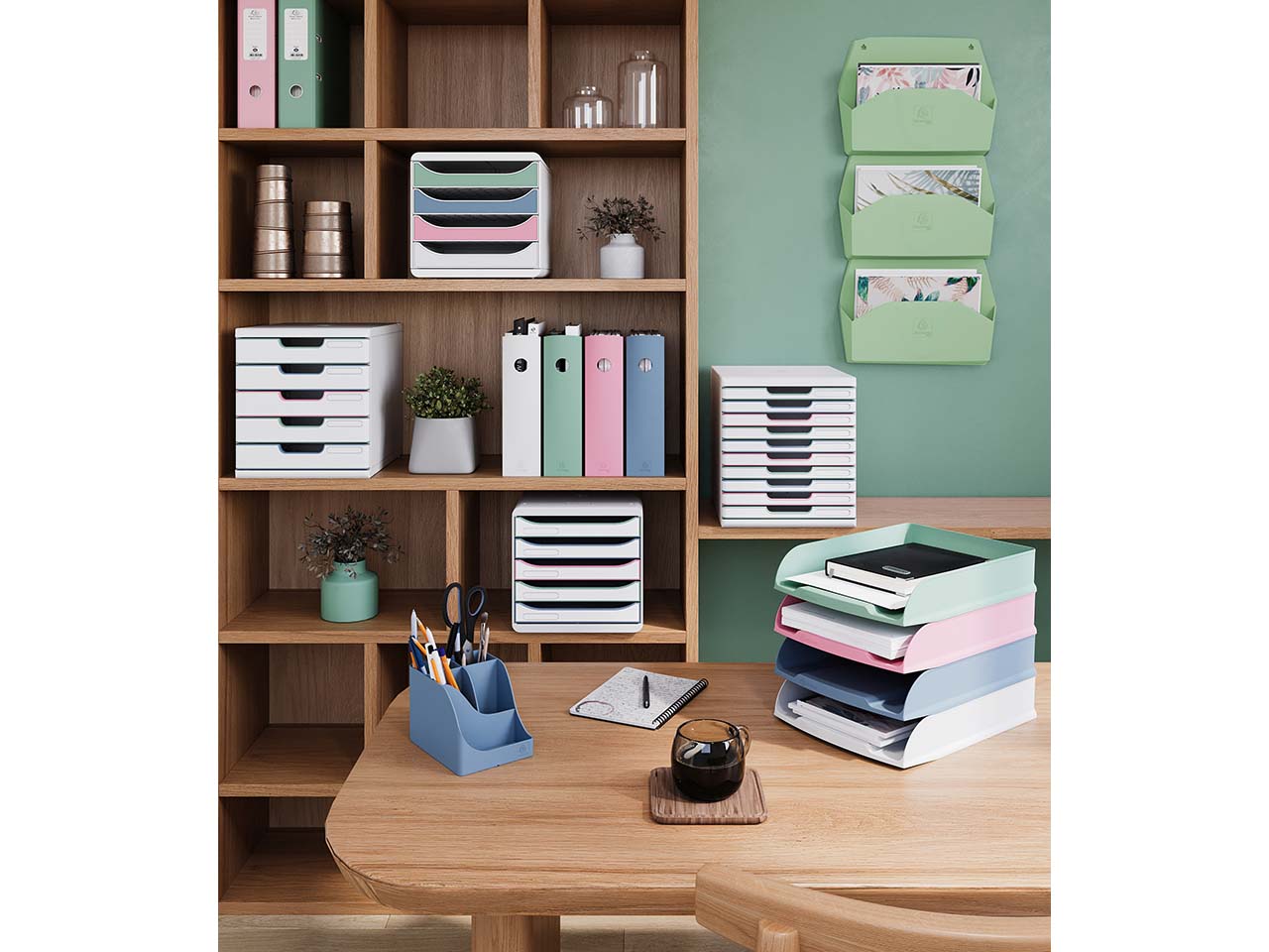 Exacompta Wandprospekthalter "AutentiK" horizontal, 1 Fach, 72 x 382 x 289 mm, salbei Exacompta Wandprospekthalter "AutentiK" horizontal, 1 Fach, 72 x 382 x 289 mm, salbei