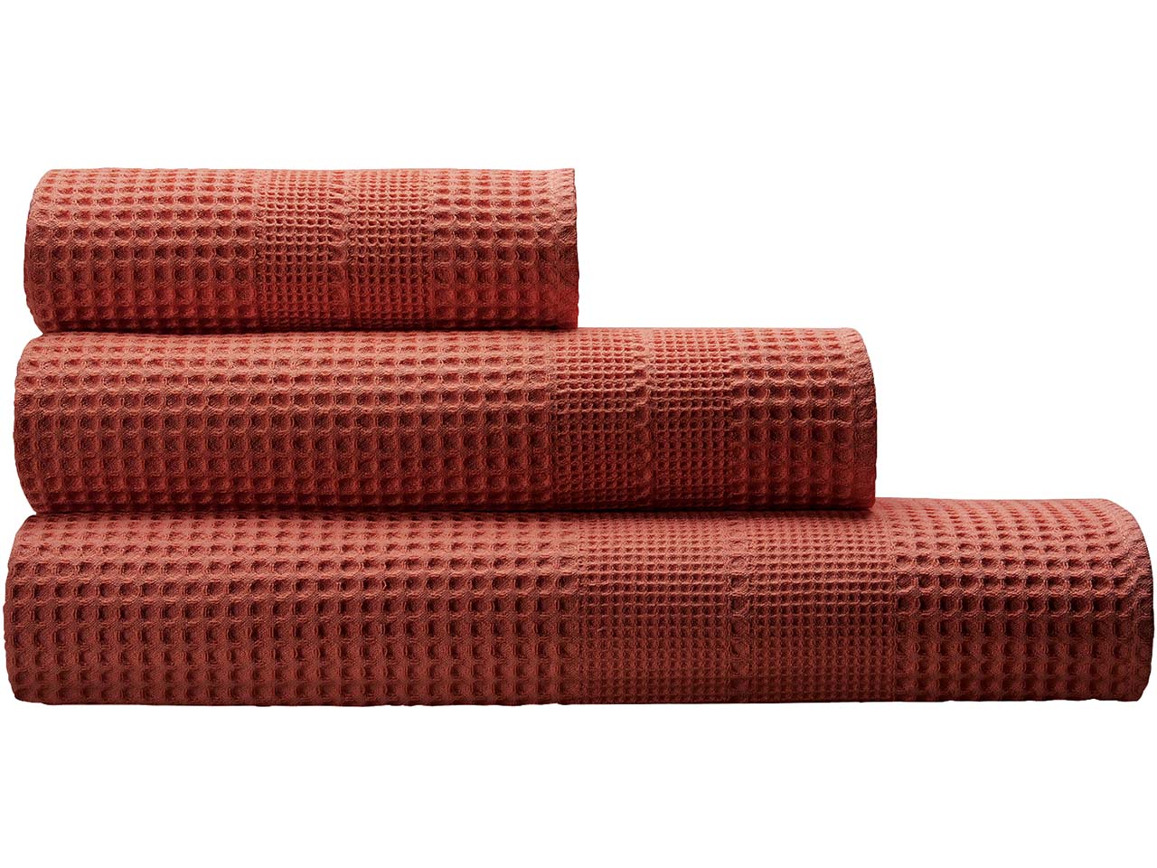 Cotonea Waffelpikee Duschtuch, 70 x 140 cm, Bio-Baumwolle, ziegel