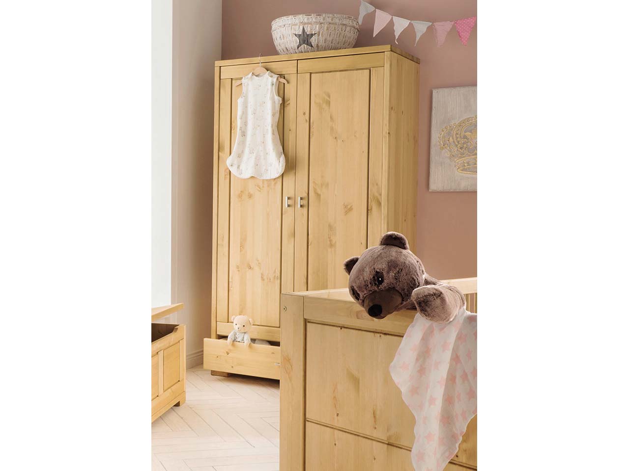 Kleiderschrank "VITA" 2-türig, B100xT52xH178 cm, Kiefer geb./geölt