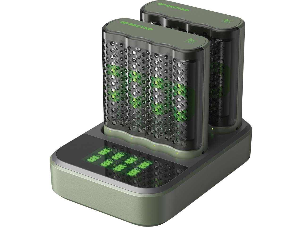 GP Battery USB Ladegerät "M452U" inkl. 8 x AA mit je 2.600mAh + USB-Dockingstation "M452D"