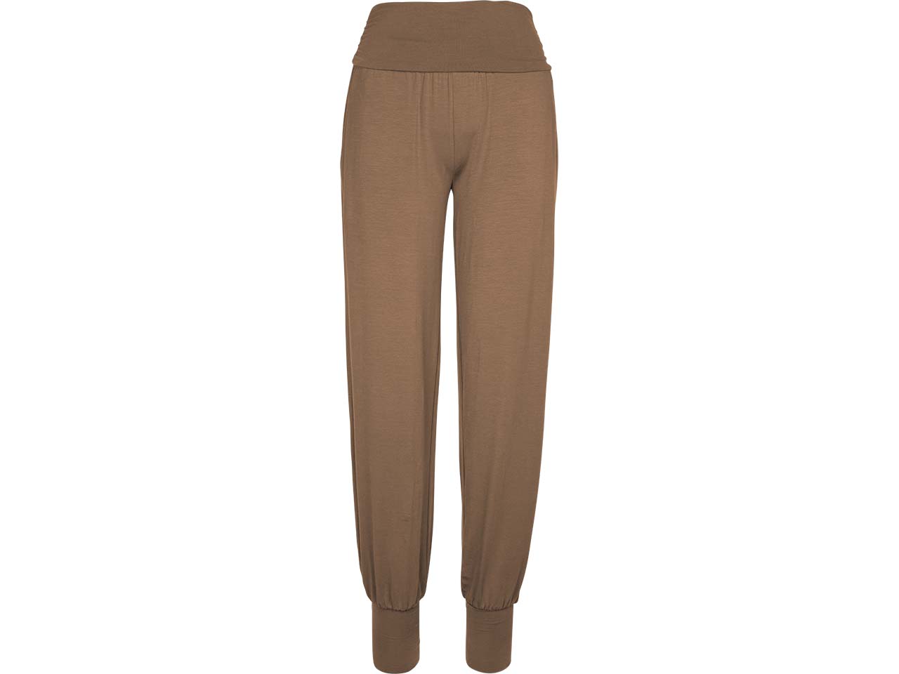 TRUE NORTH Damen-Yoga-Hose mit Hüftumschlag, braun, Gr. S