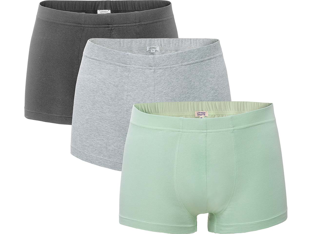 Living Crafts 3er-Pack Bio-Herren-Boxershorts "SAGON", seagrass, Gr. M