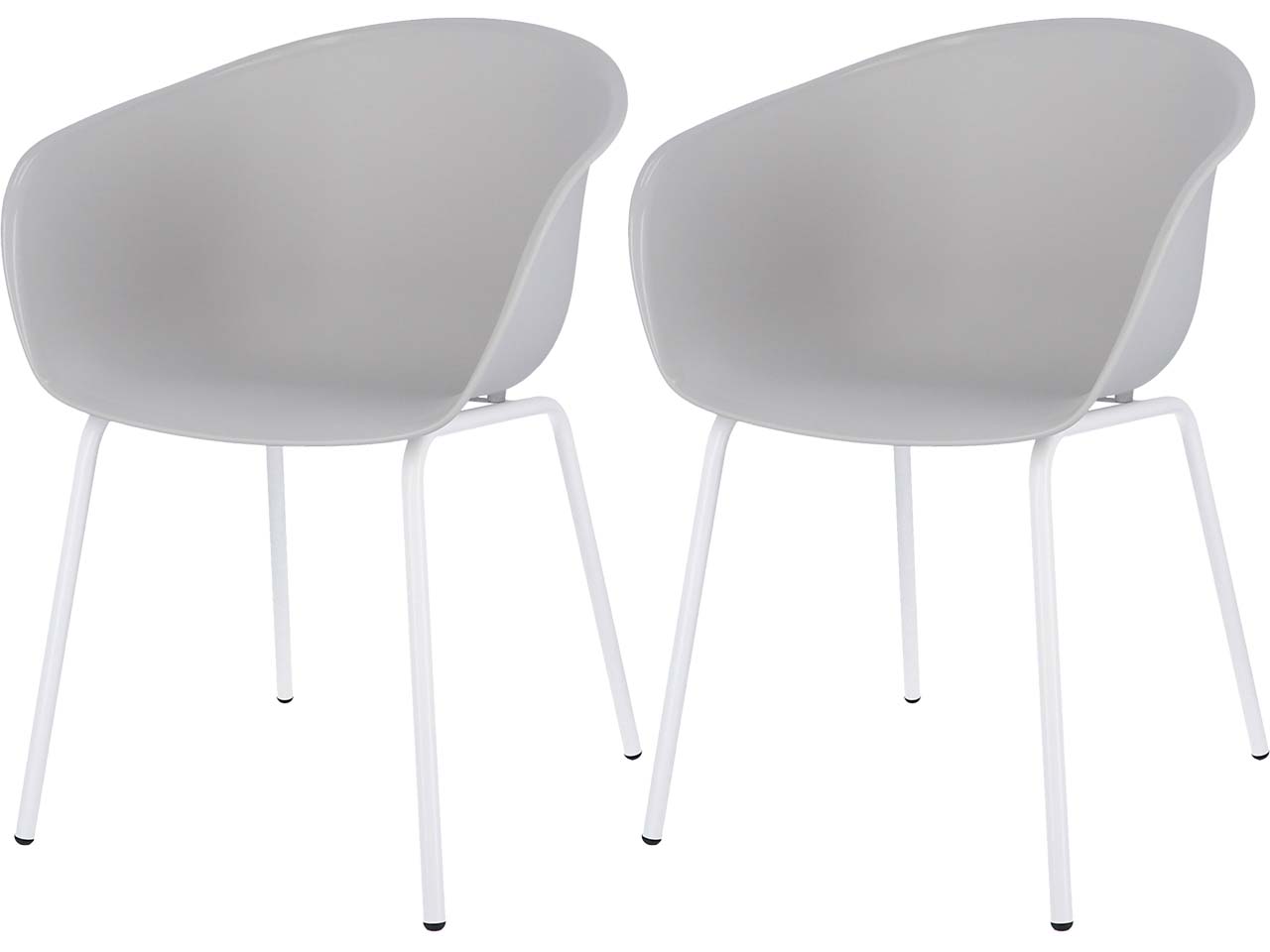 Jan Kurtz 2 Besucherstühle "Mato" Gestell Stahlrohr weiß, Sitzschale Polypropylen hellgrau